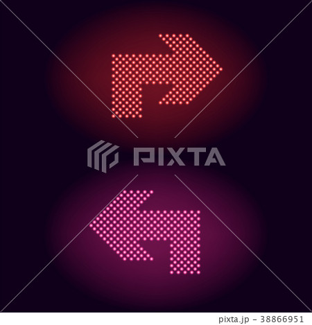 Red and pink neon dot arrow Red and pink neon dot arrow 38866951