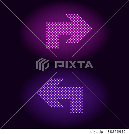 Purple and violet neon dot arrow Purple and violet neon dot arrow 38866952