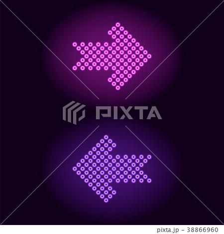 Purple and violet neon arrow with rings 38866960