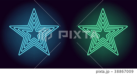 Neon blue and green star 38867009