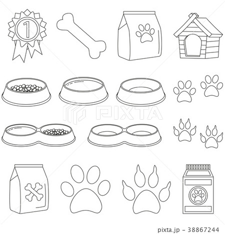 Line art black and white pet care 15 icon set 38867244