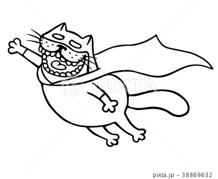 Super cat flies to the rescue. Vector Super cat flies to the rescue. Vector 38869632