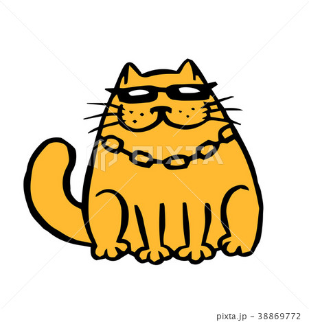 Cartoon Mafia Orange Cat Vector Illustration Stock Illustration
