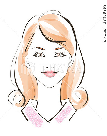 女性の顔正面 ロングヘアのイラスト素材 3698