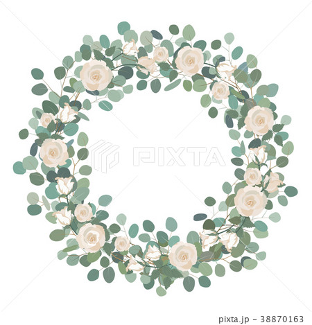 White Rose flowers and silver dollar Eucalyptus White Rose flowers and silver dollar Eucalyptus 38870163