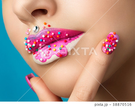 Lips with sweet donut makeup Lips with sweet donut makeup 38870516