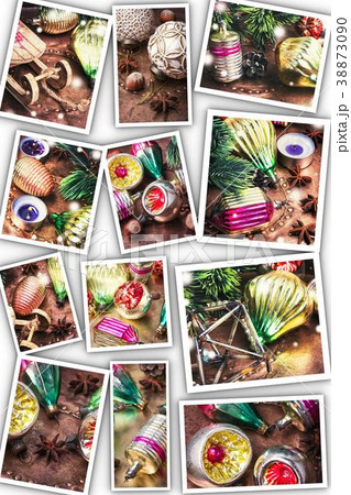 Collage with christmas retro decorations 38873090