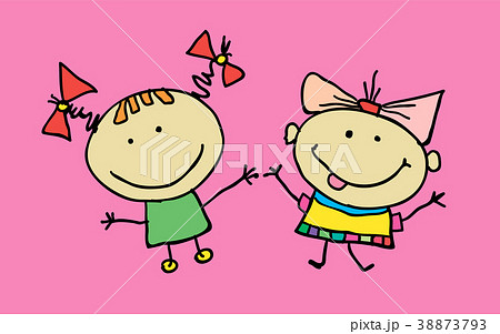 Hand drawn beautiful cute little girls best friend Hand drawn beautiful cute little girls best friend 38873793