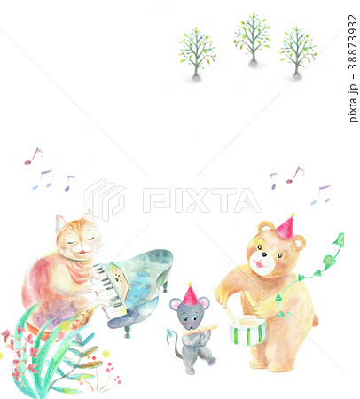 動物の音楽会 森の中 のイラスト素材