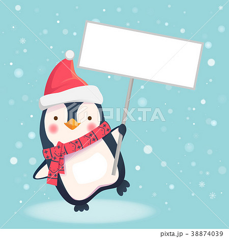 penguin holding sign 38874039