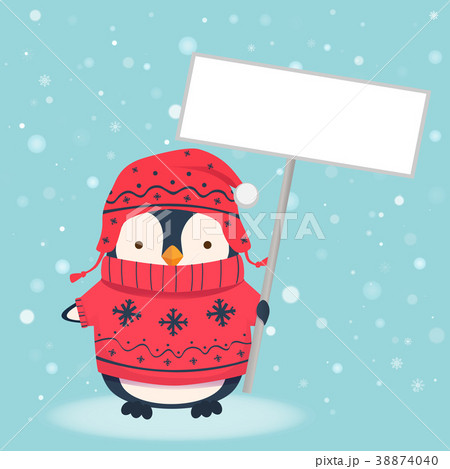 penguin holding sign 38874040