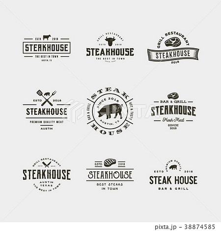 set of vintage steak house logos. vector 38874585