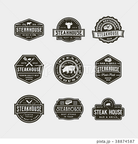 set of vintage steak house logos. vector set of vintage steak house logos. vector 38874587