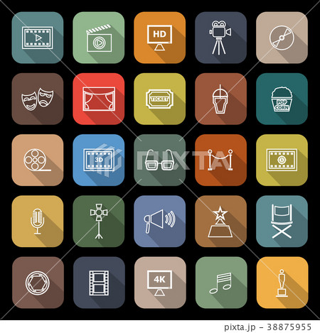 Movie line flat icons with long shadow 38875955