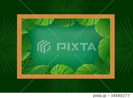 Tropical island Rectangular frame beautiful plants Tropical island Rectangular frame beautiful plants 38880277