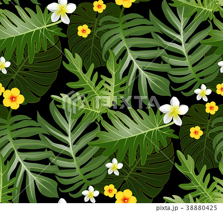 Seamless tropical pattern with palm leaves Seamless tropical pattern with palm leaves 38880425
