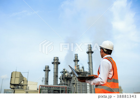 Engineer is checking gas turbine power plant Engineer is checking gas turbine power plant 38881343