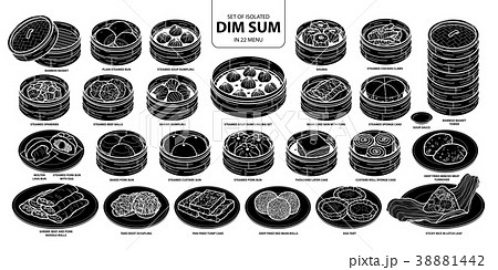 Set of isolated silhouette Chinese food. 38881442