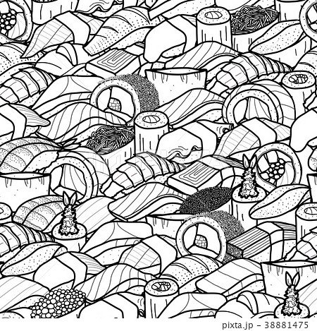 Plenty of sushi and roll. 38881475