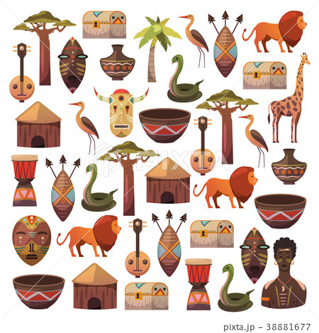 African pattern. Travel to Africa ethnic icons African pattern. Travel to Africa ethnic icons 38881677