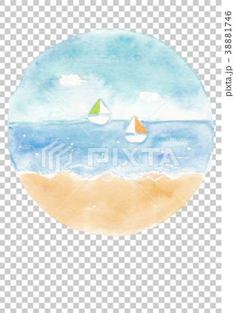 水彩画 手描き きれい 海にヨットのイラスト素材 38881746 Pixta