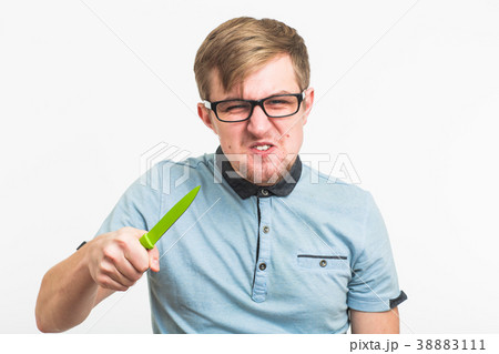Man attack with knife. Concept of crime and Man attack with knife. Concept of crime and 38883111