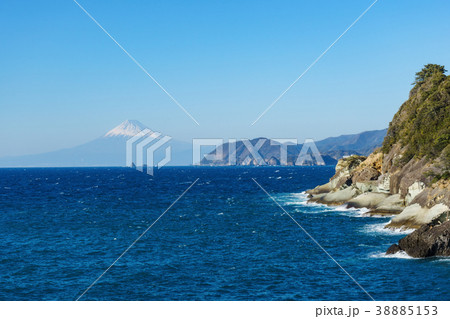 西伊豆・雲見から駿河湾と富士山の眺め 38885153