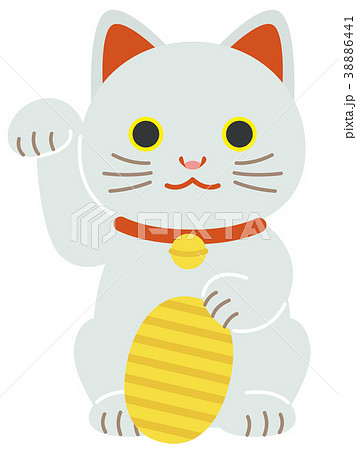 白い招き猫　小判 38886441