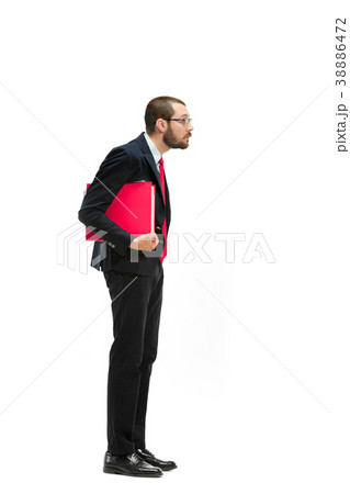 Full body portrait of businessman with folder on Full body portrait of businessman with folder on 38886472