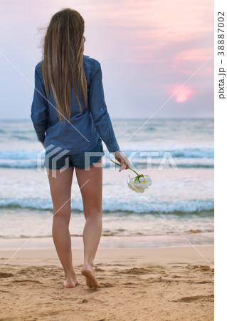 A girl looks at the sunset A girl looks at the sunset 38887002
