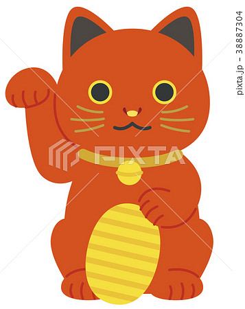 赤い招き猫　小判 38887304