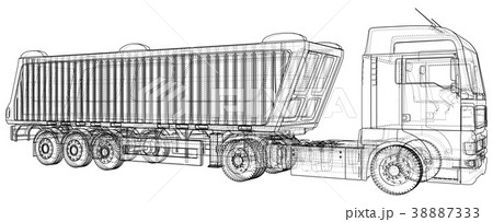 Vector dump truck. Tipper lorry on transparent 38887333