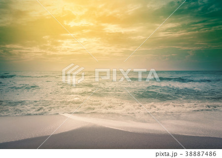 tropical beach nature with coconut tree and clouds 38887486
