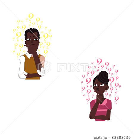 Vector flat adult african black man woman thinking 38888539