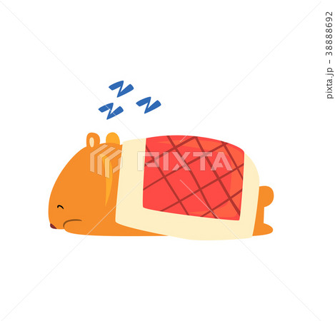 Cute cartoon hamster character snoring during 38888692