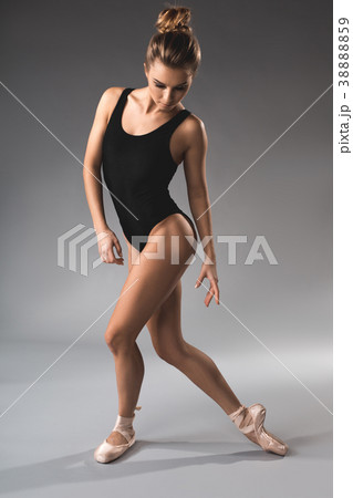 Serene ballerina posing in black tricot Serene ballerina posing in black tricot 38888859