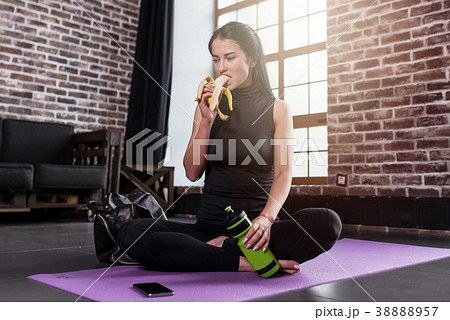 Portrait of young caucasian woman resting after Portrait of young caucasian woman resting after 38888957
