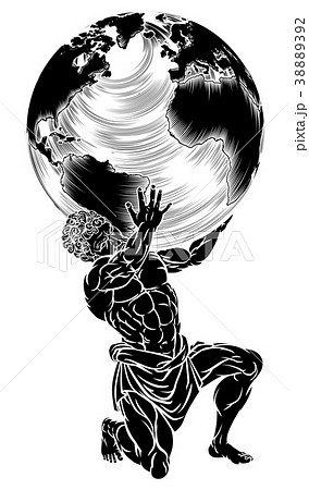 Atlas Titan Holding Globeのイラスト素材 [38889392] - PIXTA