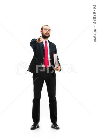 Full body portrait of businessman with folder on Full body portrait of businessman with folder on 38889793