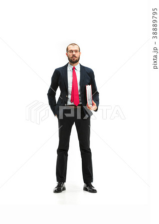 Full body portrait of businessman with folder on 38889795