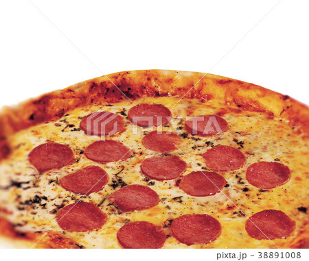 Pepperoni pizza closeup on white 38891008
