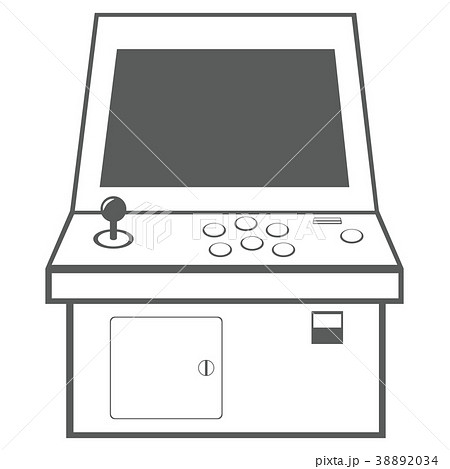 ゲーム台 コントローラー 画面 筐体 遊ぶ ゲーセン ゲームセンター イラスト アイコンのイラスト素材 3034