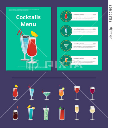 Cocktails Menu Bar Layout Vector Illustration Cocktails Menu Bar Layout Vector Illustration 38892993