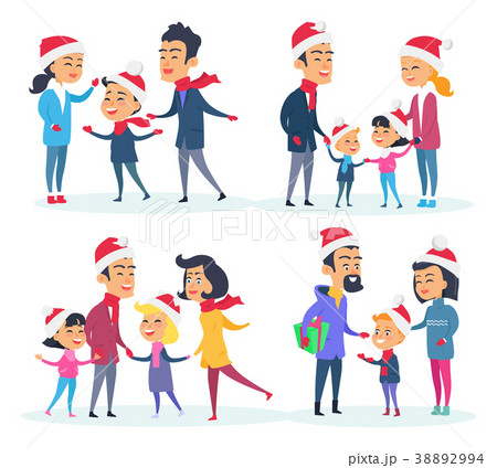 Set of Different Families on White Background 38892994