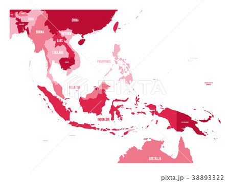 Map of Southeast Asia. Vector map in shades of 38893322