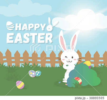 Cute Bunny with Easter eggs 38893505