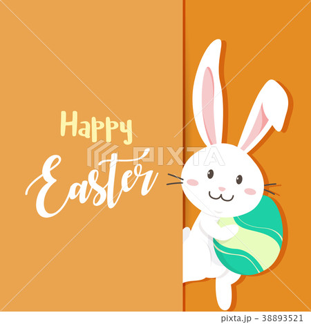 Happy easter day with white Easter rabbit. 38893521
