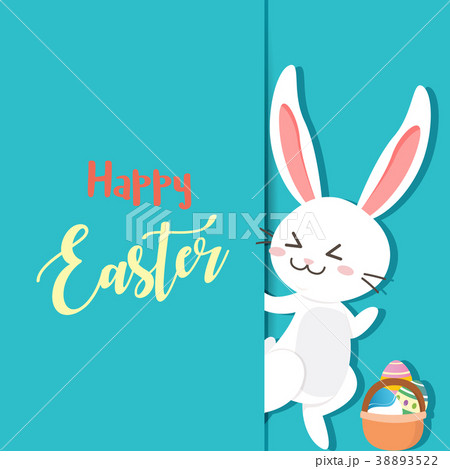 Happy easter day with white Easter rabbit. Happy easter day with white Easter rabbit. 38893522