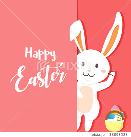 Happy easter day with white Easter rabbit. 38893523