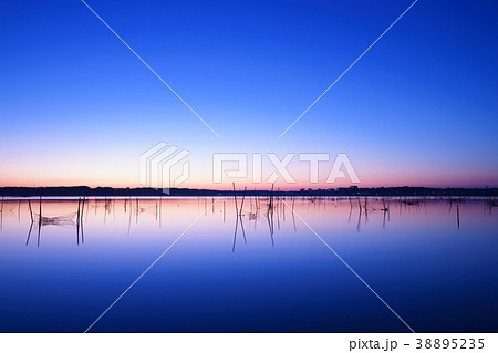 印旛沼の朝焼け 38895235